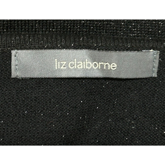 Liz Claiborne Sweater Womens XL Black Metallic Sequins Boat Neck Long Sleeve NWT - Picture 6 of 11